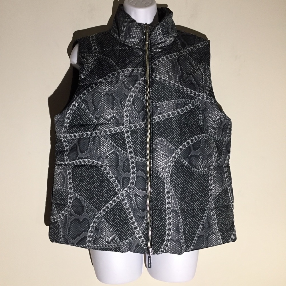 Michael Kors Chain & Python Print Puffer Vest - Picture 2 of 13